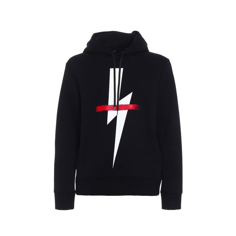 Neil Barrett Black Cotton Sweatshirt with Lightning Bolt Print