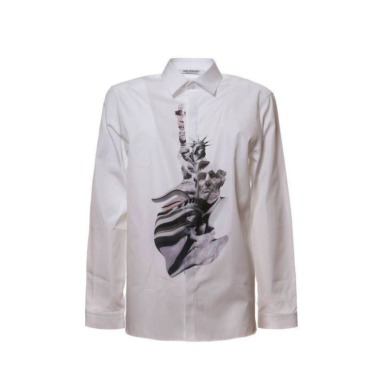 Neil Barrett White Cotton Pattern Shirt for Men