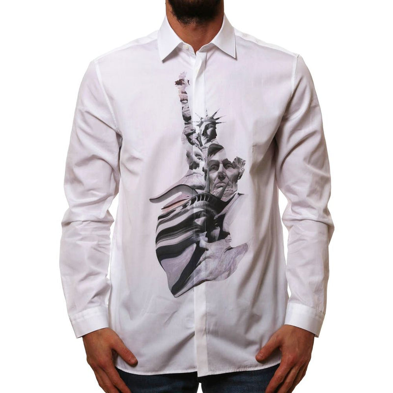 Neil Barrett White Cotton Pattern Shirt for Men