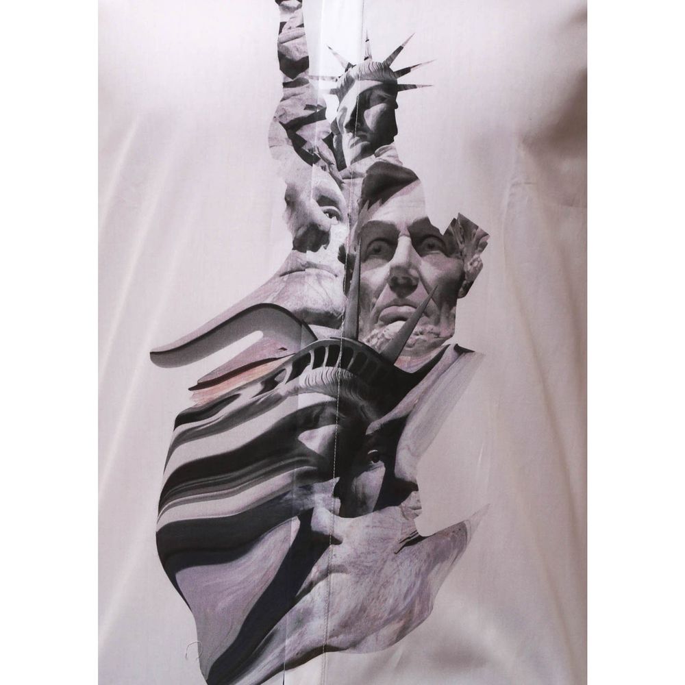 Chemise en Coton Blanc à Motifs Neil Barrett
