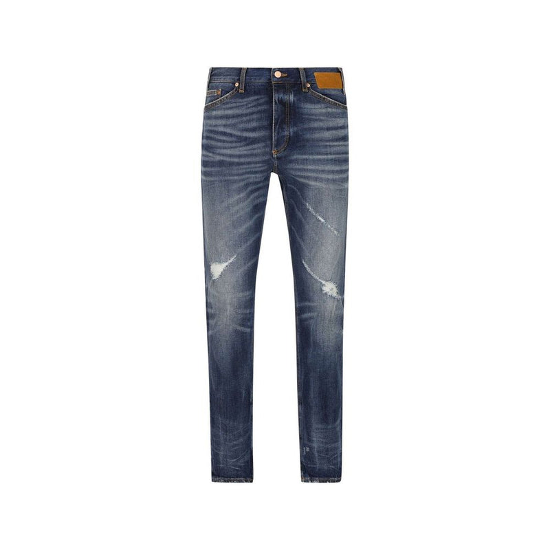 Palm Angels blauwe katoenen jeans met rechte pijpen
