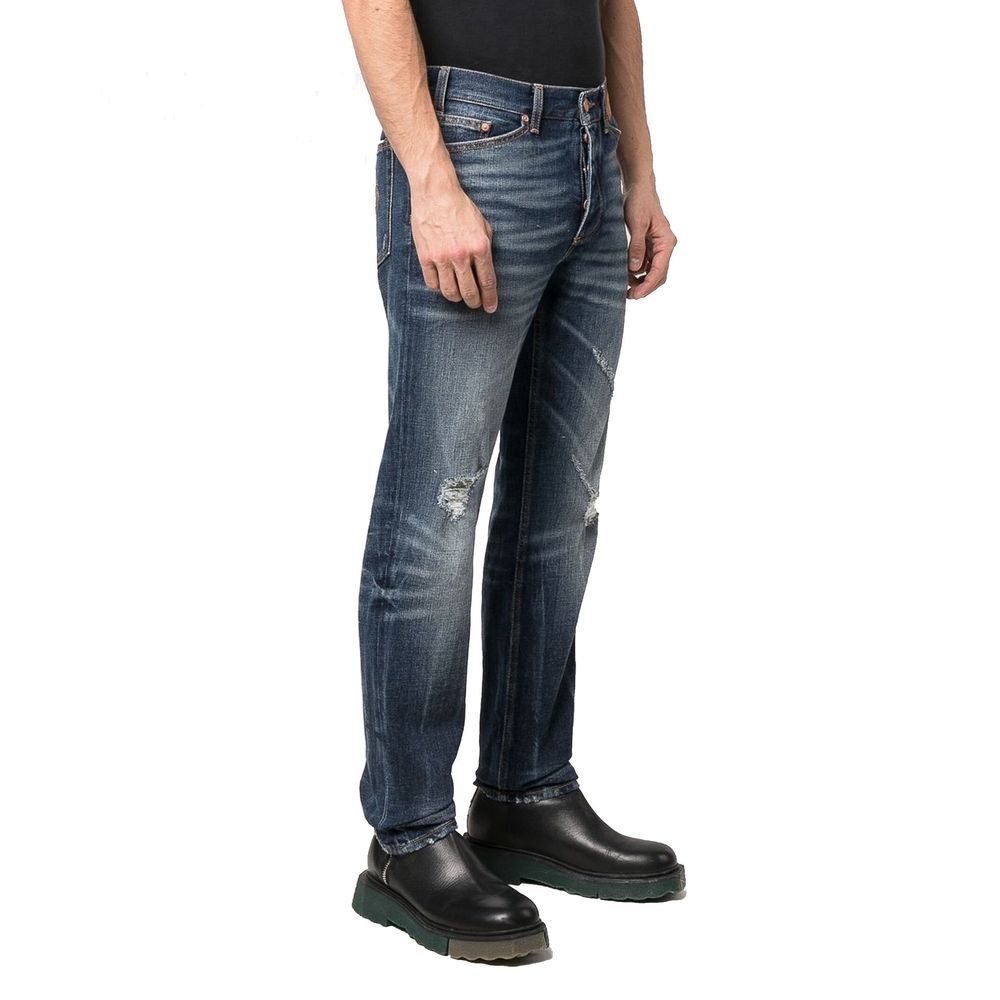 Palm Angels Jeans en Coton Bleu à Jambes Droites