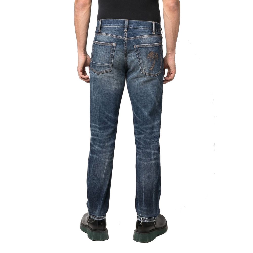 Palm Angels Jeans en Coton Bleu à Jambes Droites