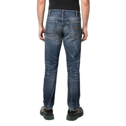 Palm Angels blauwe katoenen jeans met rechte pijpen