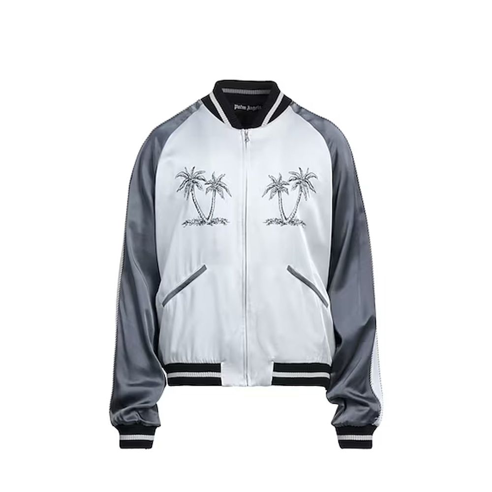 Palm Angels Gray Acetate Bomber - Élégance et Confort