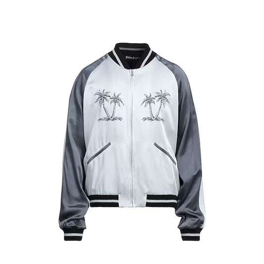 Palm Angels Gray Acetate Bomber - Stylish Men's Outerwear