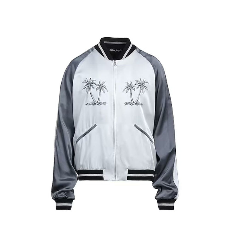 Palm Angels Gray Acetate Bomber - Stylish Men's Outerwear