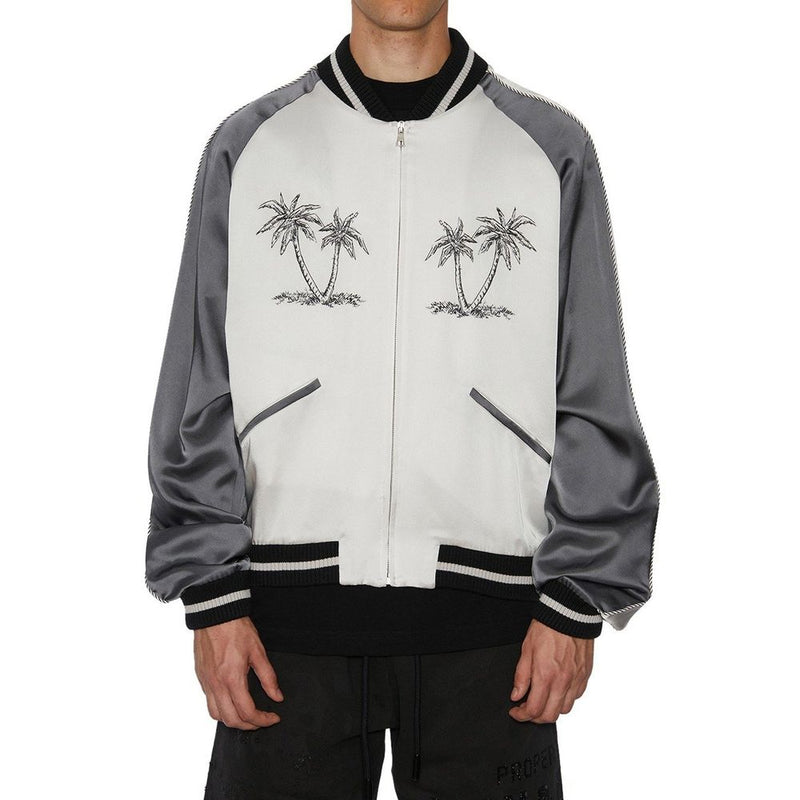 Palm Angels Gray Acetate Bomber - Stylish Men's Outerwear