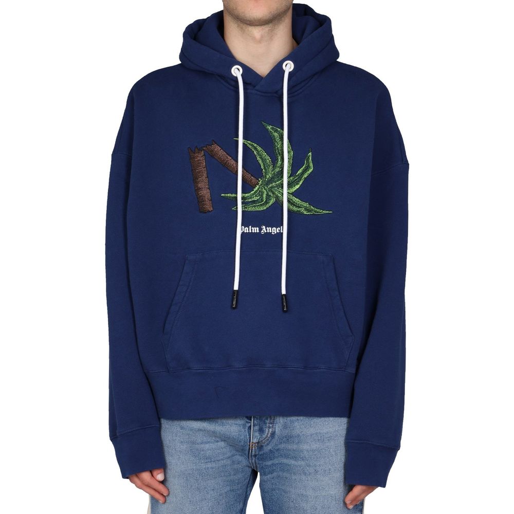 Sweatshirt en Coton Bleu Palm Angels pour Homme