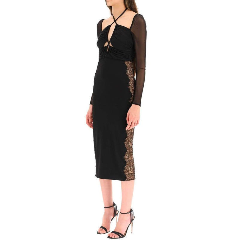 Self-Portrait Black Polyester Cocktail Dress for Elegant Occasions