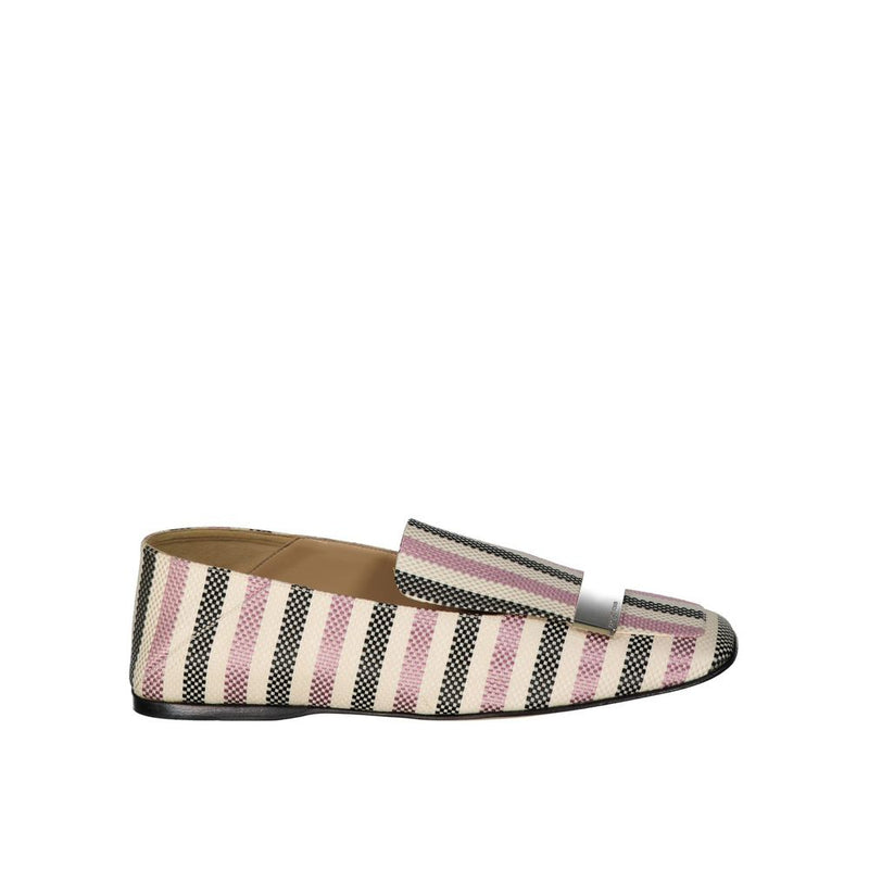 Sergio Rossi White Fabric Slip-On Loafers for Women