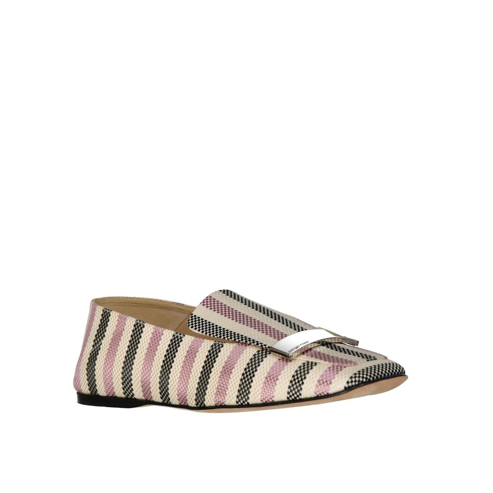 Sergio Rossi White Fabric Slip-On Loafers for Women
