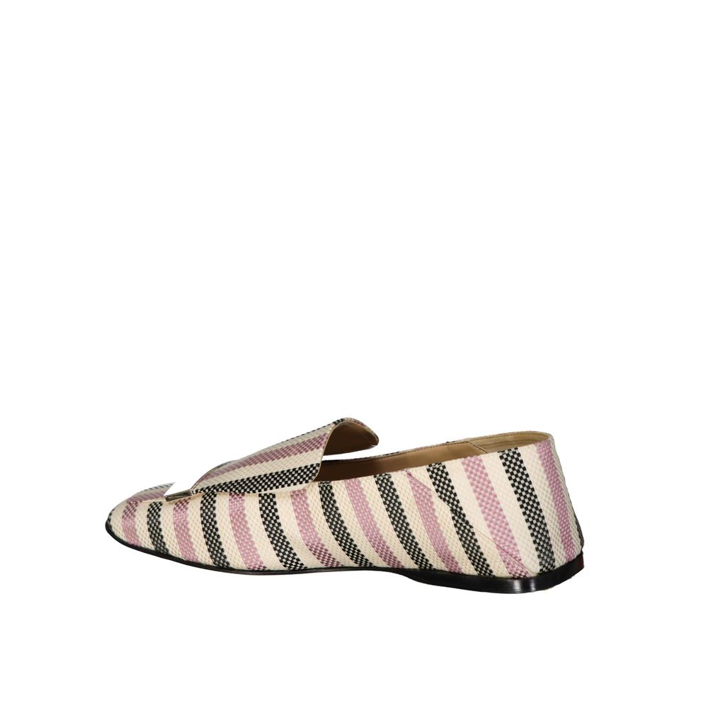 Sergio Rossi White Fabric Slip-On Loafers for Women