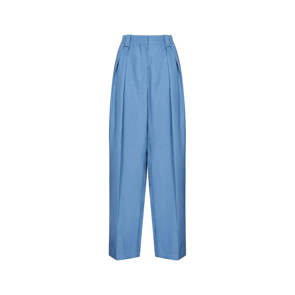Stella McCartney Pantalon Casual en Lin Bleu pour Femme