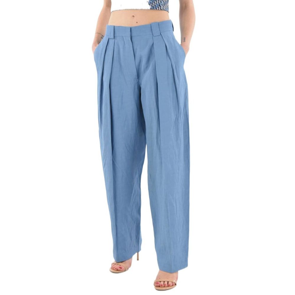 Stella McCartney Pantalon Casual en Lin Bleu pour Femme