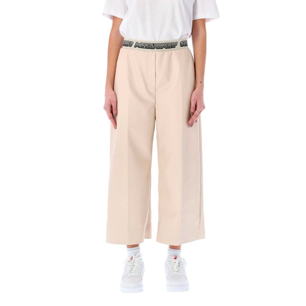 Stella McCartney Pantalon Cropped Beige en Viscose