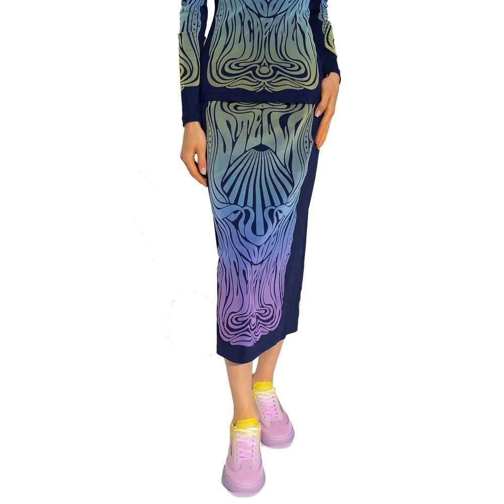 Stella McCartney Jupe Midi Bleue en Polyamide
