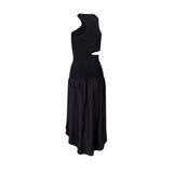 Stella McCartney Robe en Soie Noire avec Détails Découpés