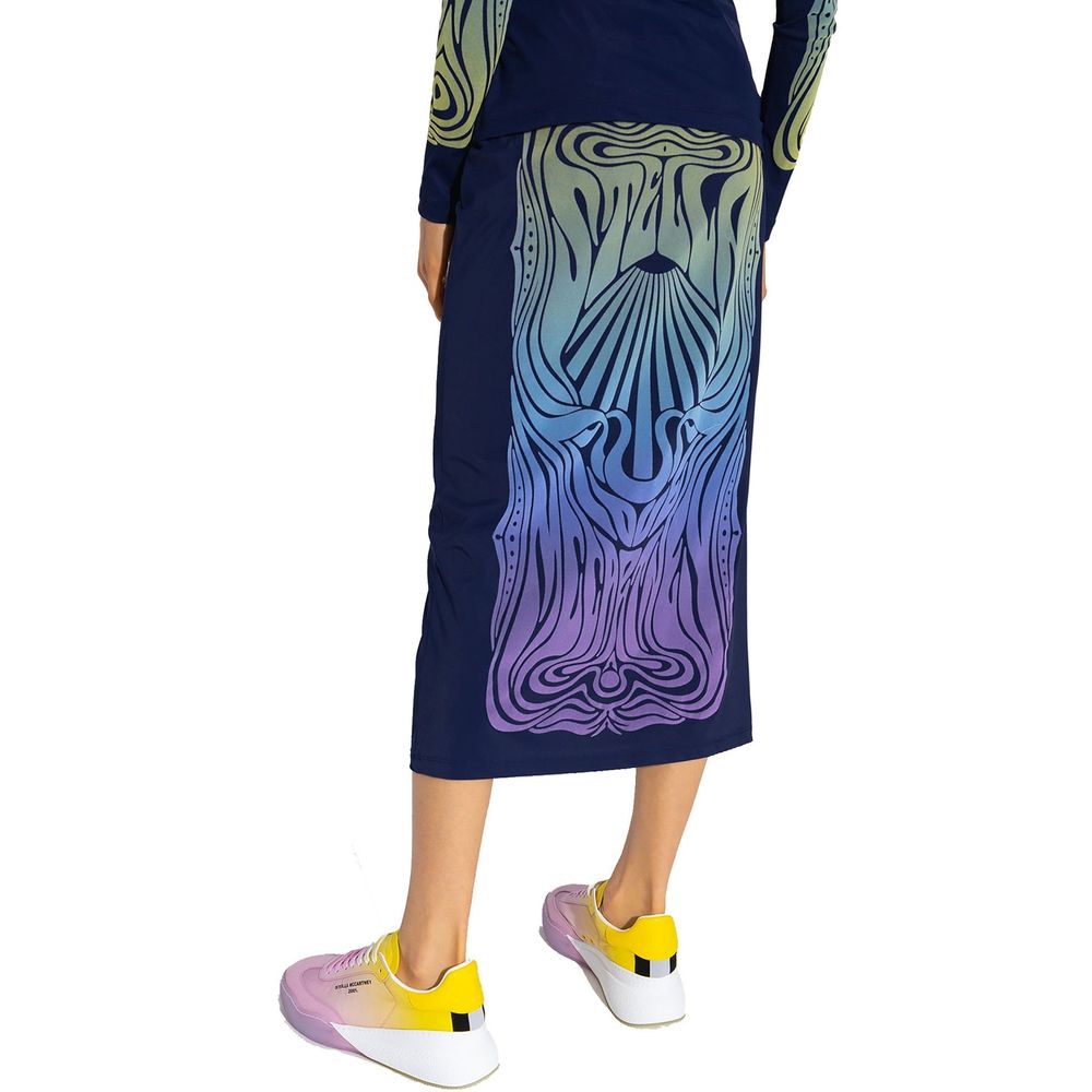 Stella McCartney Jupe Midi Bleue en Polyamide