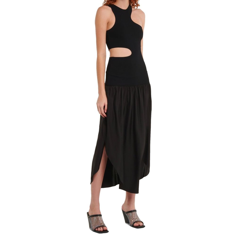 Stella McCartney Robe en Soie Noire avec Détails Découpés