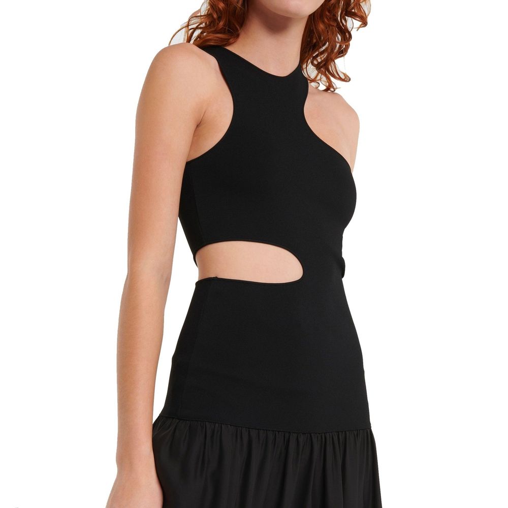 Stella McCartney Robe en Soie Noire avec Détails Découpés