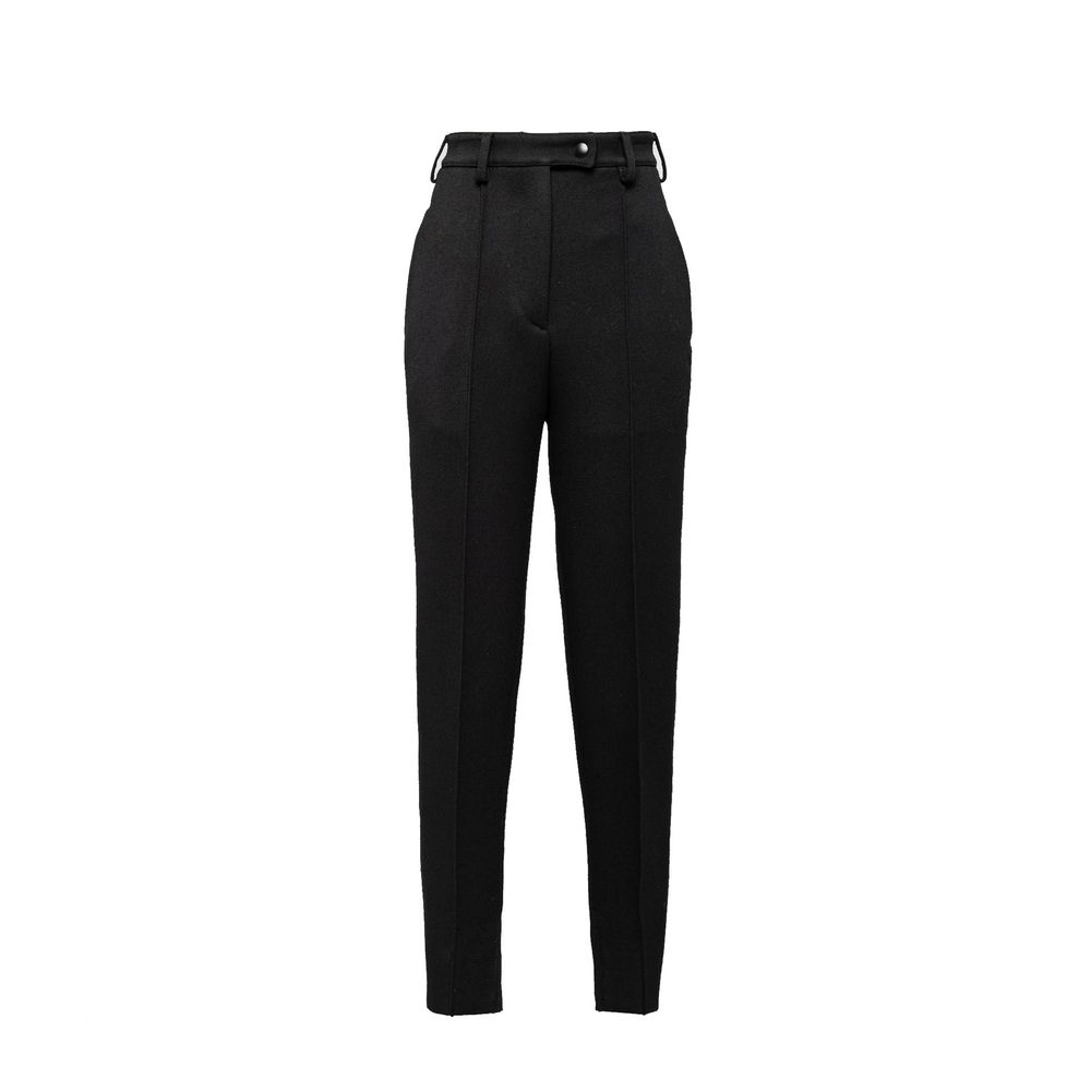 Pantalon Casual Noir en Laine Vierge pour Femme - Prada