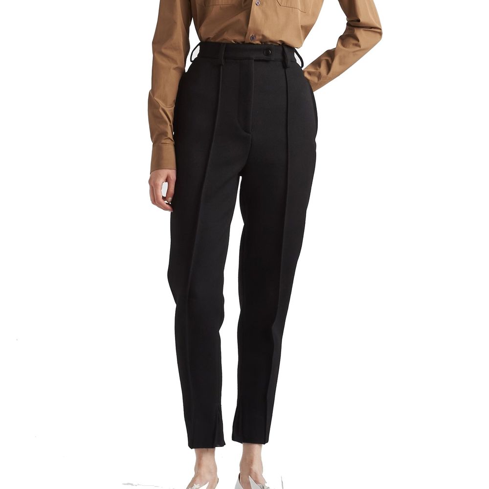 Pantalon Casual Noir en Laine Vierge pour Femme - Prada