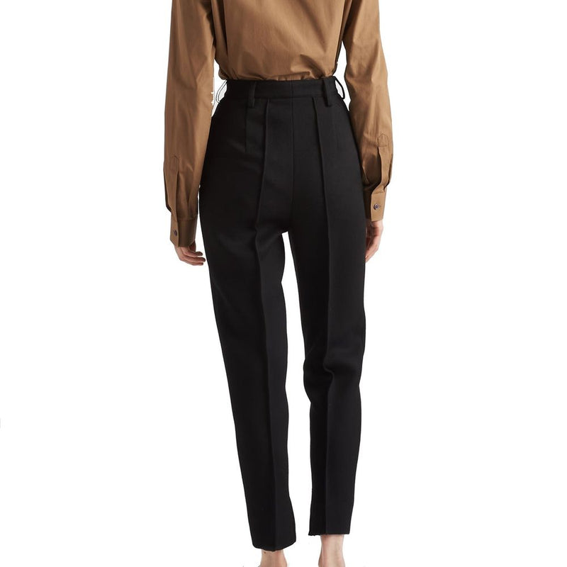 Prada Black Virgin Wool Casual Pants for Women