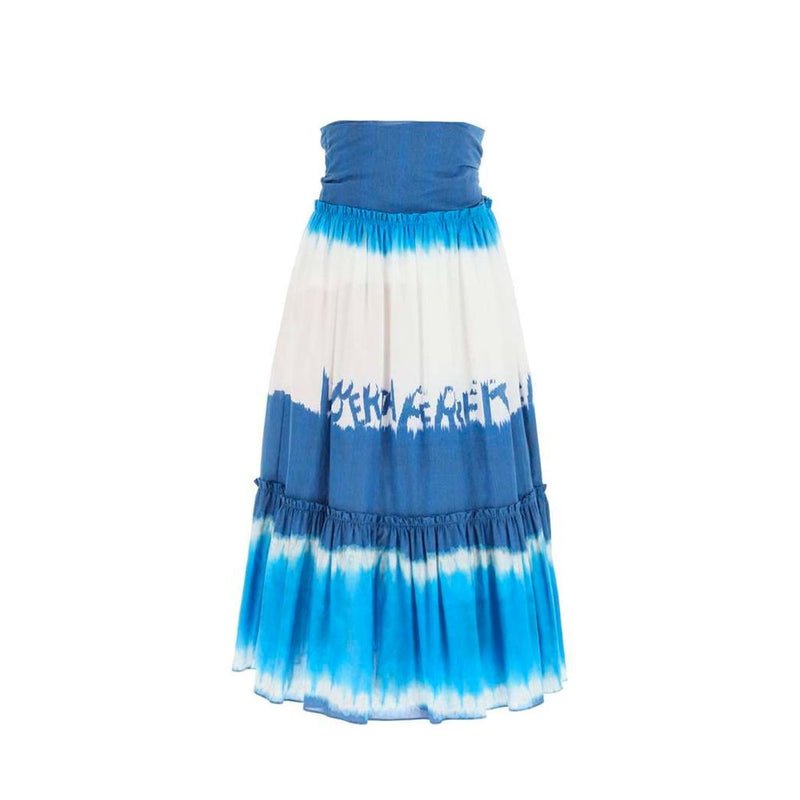 Jupe Midi en Coton Bleue Alberta Ferretti