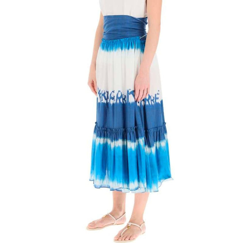Jupe Midi en Coton Bleue Alberta Ferretti