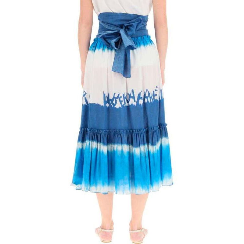 Jupe Midi en Coton Bleue Alberta Ferretti