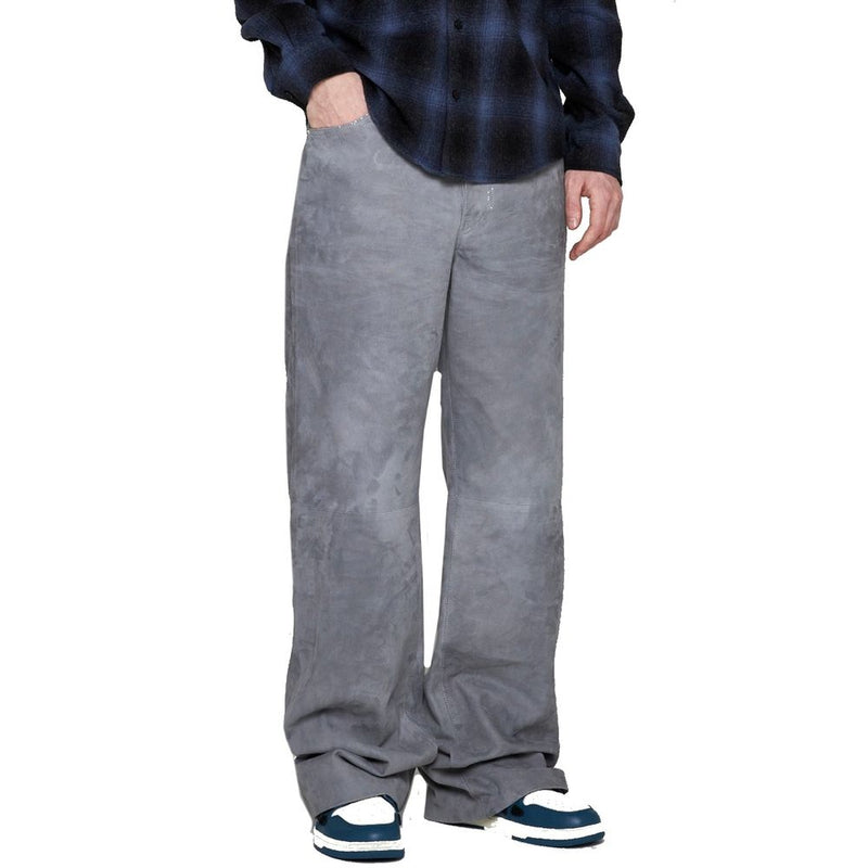 Amiri Gray Leather Pants for Men