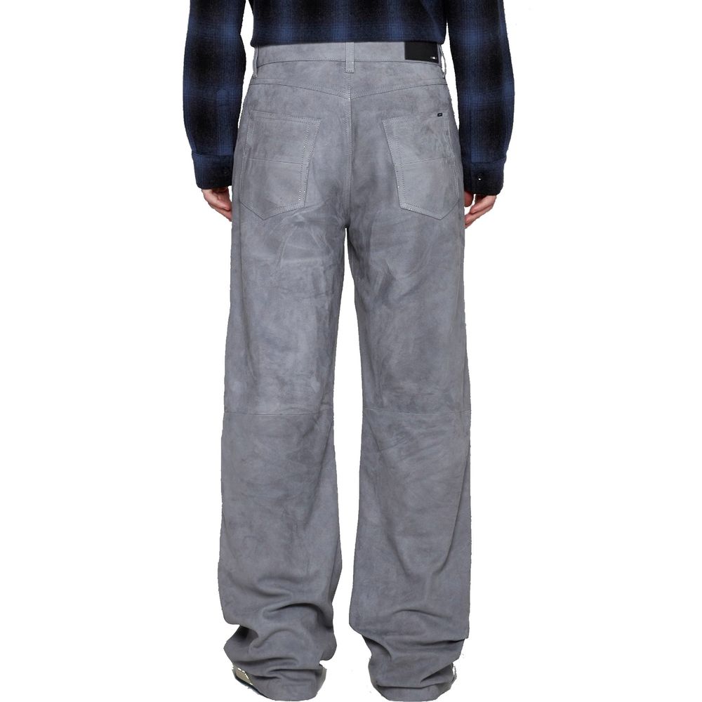 Amiri Gray Leather Pants for Men