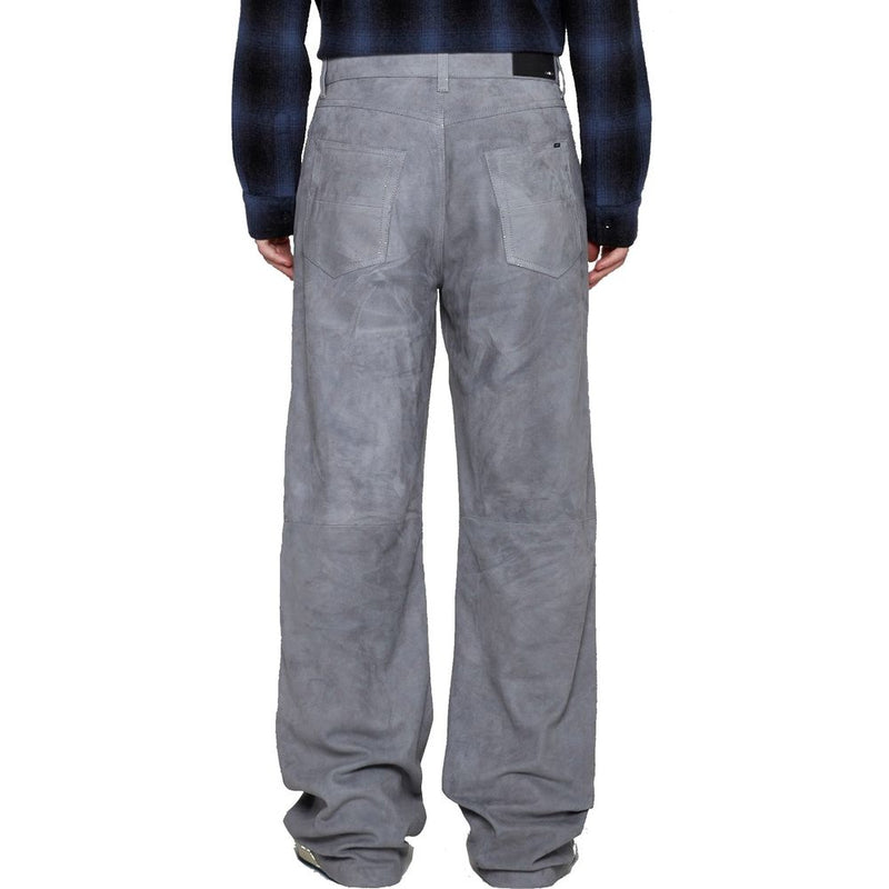 Amiri Gray Leather Pants for Men