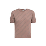 Balenciaga Brown Cotton Tank Top with Logo Print