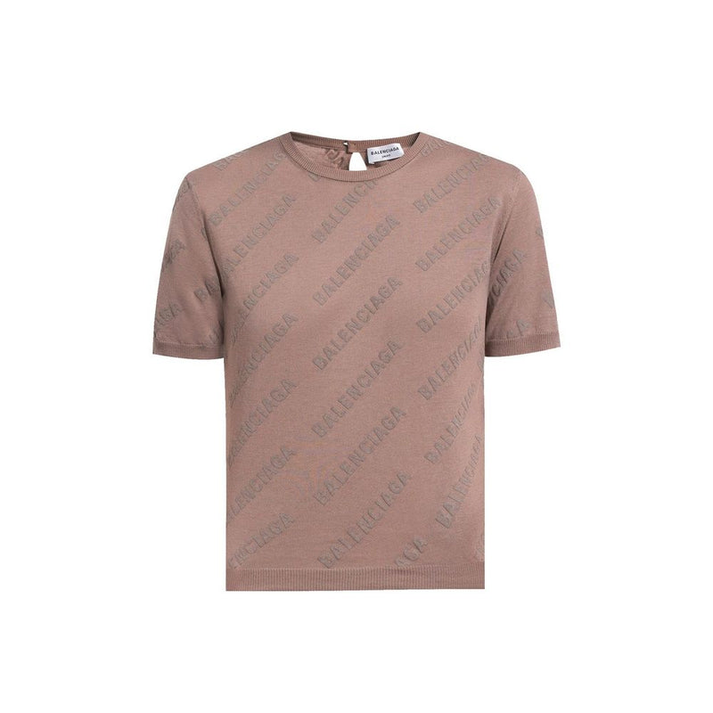 Balenciaga Brown Cotton Tank Top with Logo Print