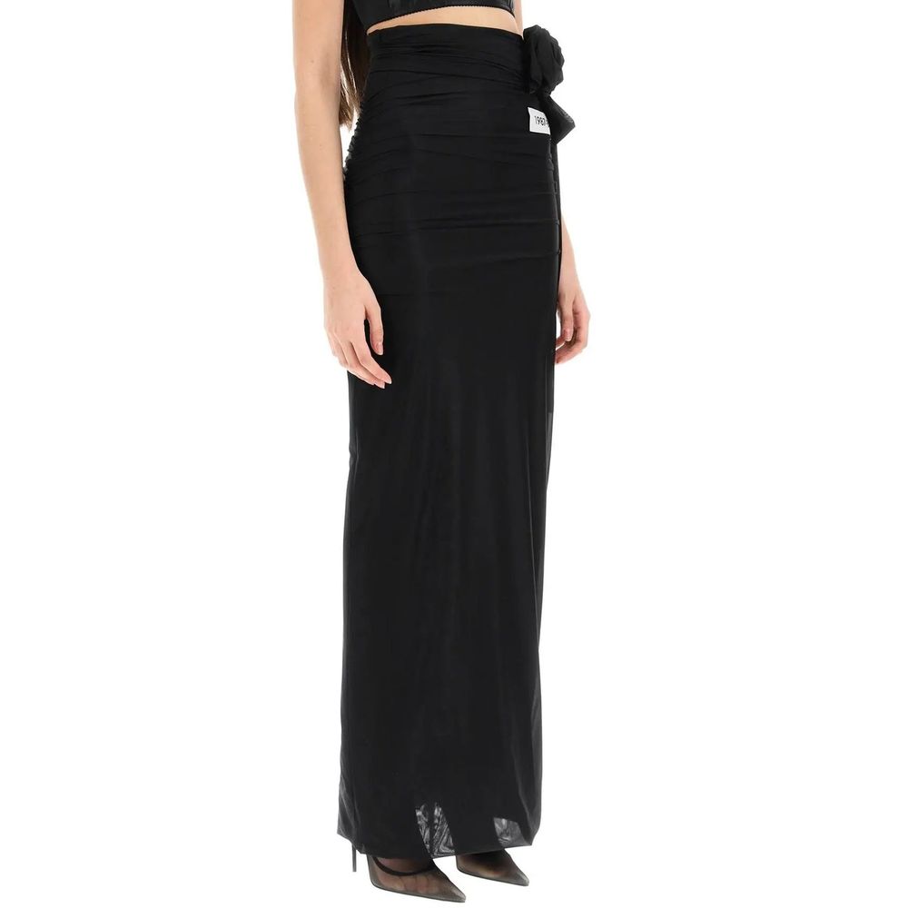 Dolce & Gabbana Jupe Longue Noire en Élastane