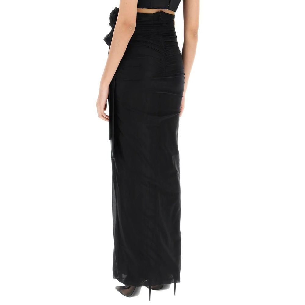Dolce & Gabbana Jupe Longue Noire en Élastane