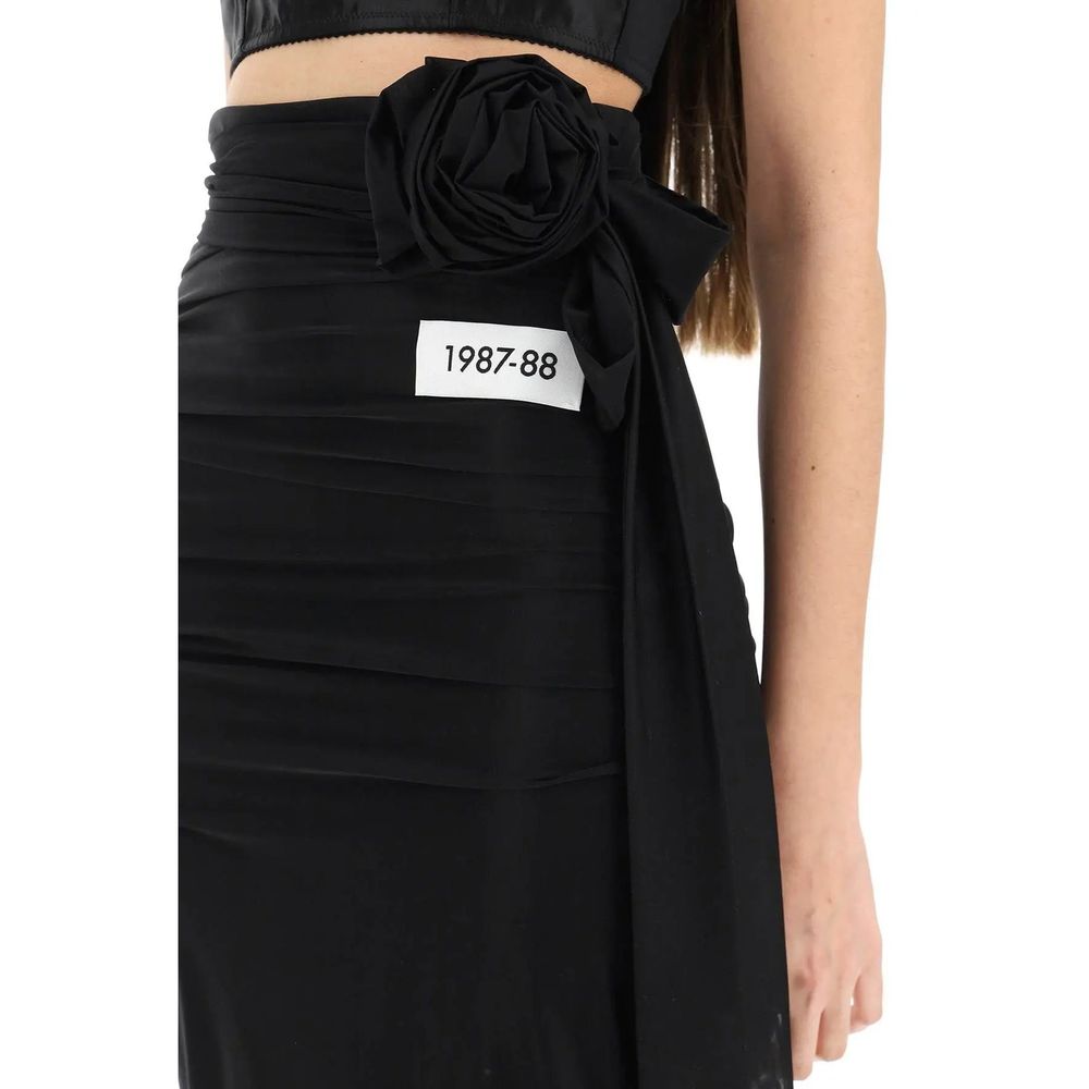 Dolce & Gabbana Jupe Longue Noire en Élastane