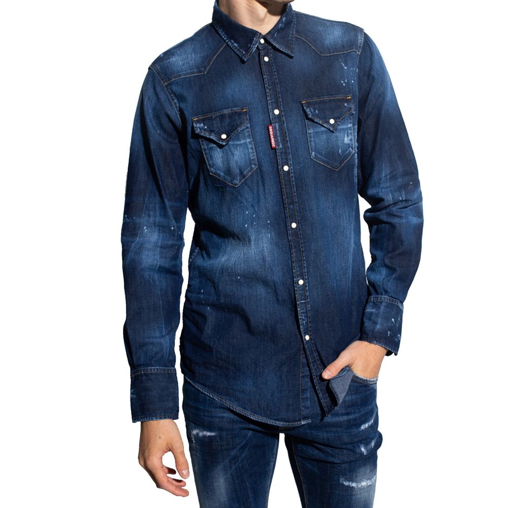 Chemise en Denim Bleue Dsquared² pour Homme