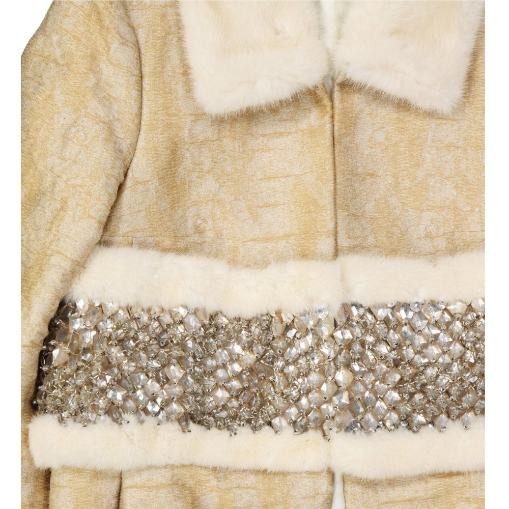 Dsquared² Beige Polyamide Coat with Mink Fur Collar