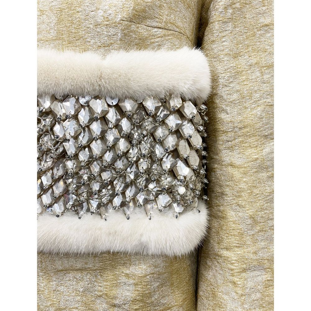 Dsquared² Beige Polyamide Coat with Mink Fur Collar