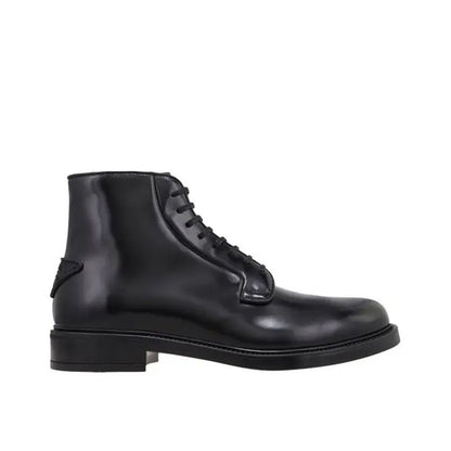 Bottes Prada en cuir de veau noir à lacets