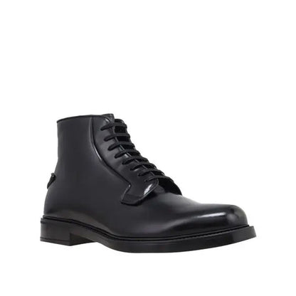 Bottes Prada en cuir de veau noir à lacets