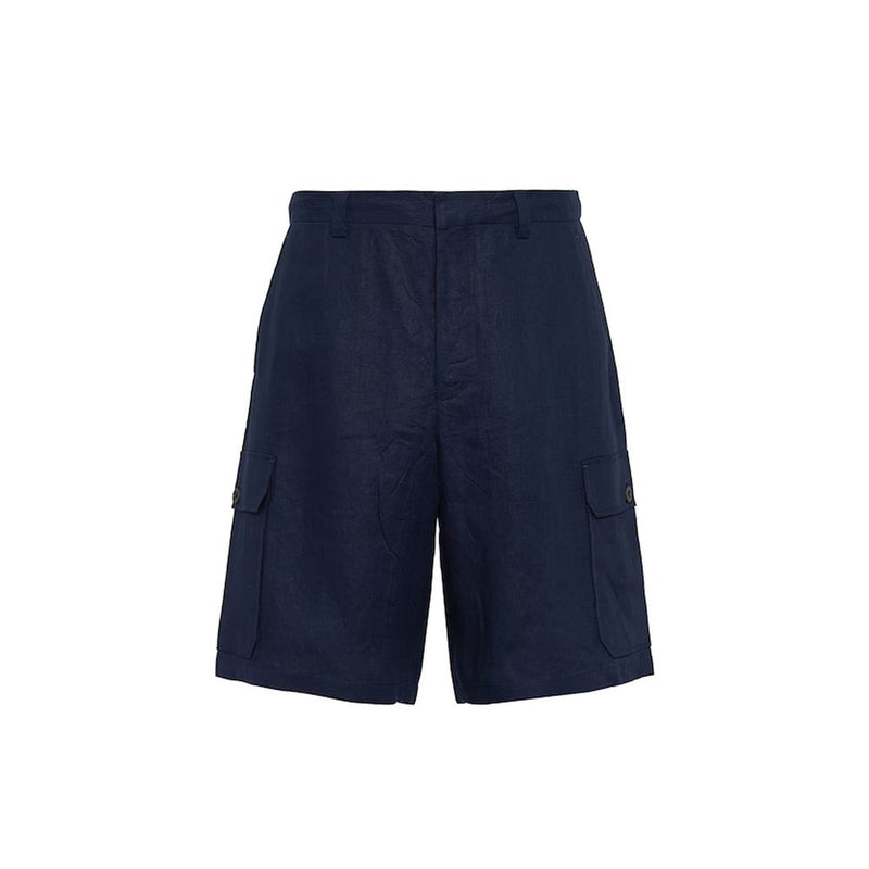 Bermuda Prada en lin bleu