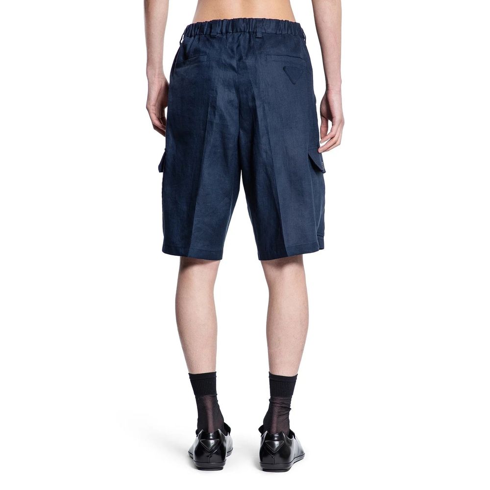 Bermuda Prada en lin bleu
