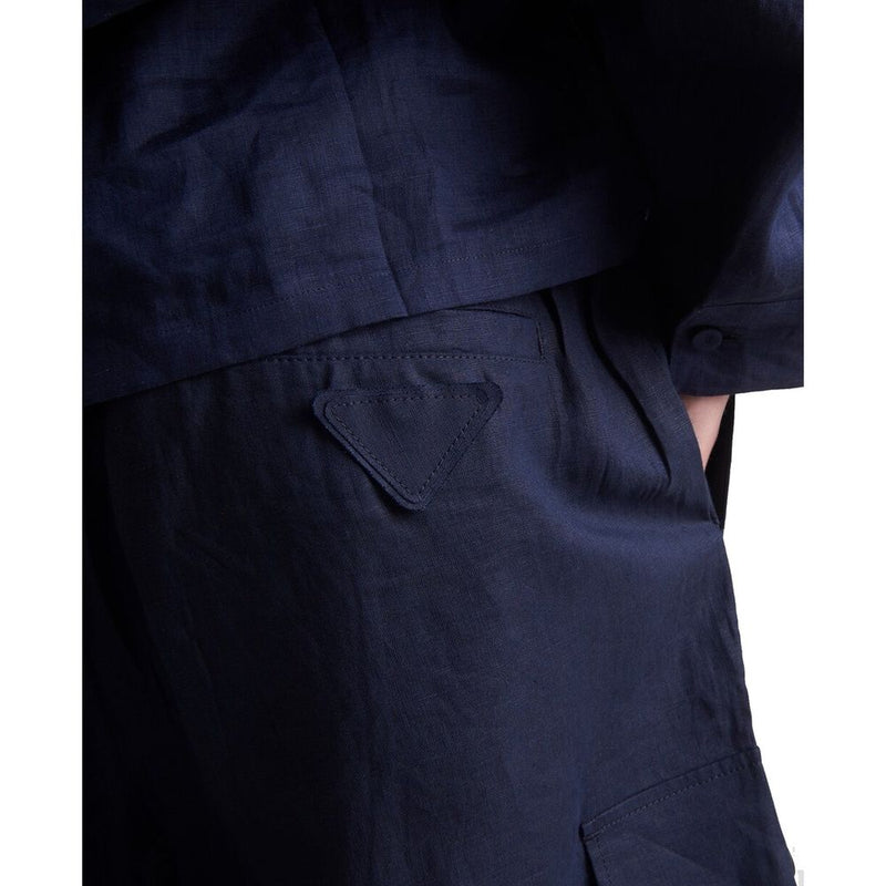 Bermuda Prada en lin bleu