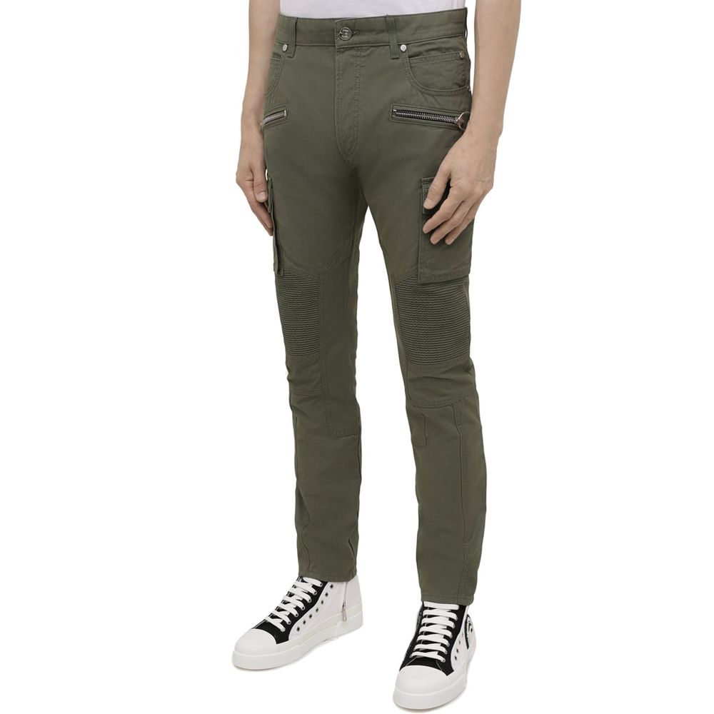 Pantalon cargo bicolore en coton Balmain