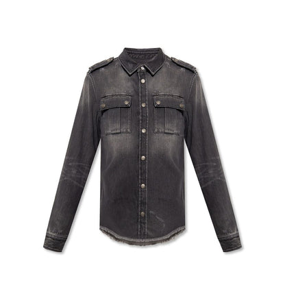 Chemise en jean noir Balmain