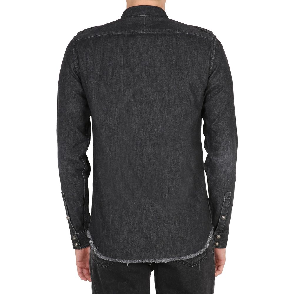 Chemise en jean noir Balmain
